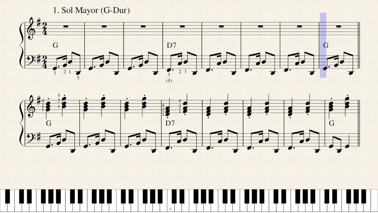 Milonga en Piano - Ejercicio 1 (Sol M)