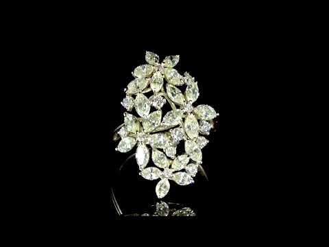 18K YELLOW GOLD 3.00CT TDW CLUSTER LIGHT YELLOW DIAMOND RING. Ref. 124 1299