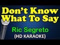 DON'T KNOW WHAT TO SAY - Ric Segreto (HD Karaoke)