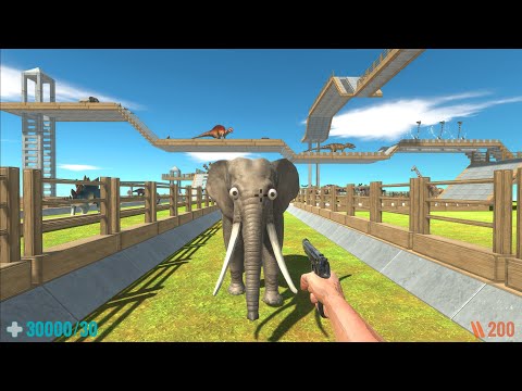 FPS Avatar with all weapons in battle with enemy units - Animal Revolt Battle Simulator