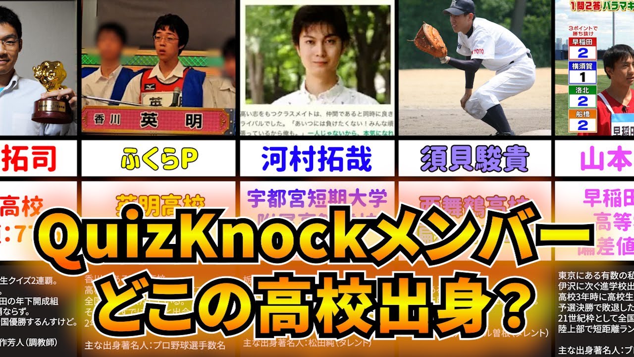 【進学校】80秒で分かるQuizKnockメンバー出身高校紹介【偏差値は？】