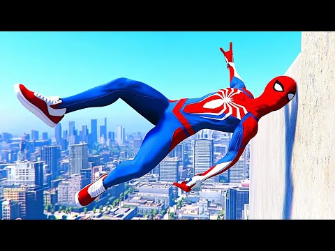 SPIDER-MAN FALLING OFF HIGHEST BUILDINGS (GTA 5 SpiderMan Fails)