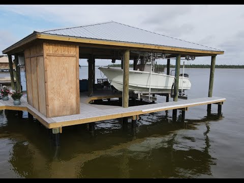 Orange Beach Alabama 40x40 Boat House and Double Boat Lift
