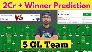 MI vs DC Dream11 GL Team II MI vs DC  Dream11 GL Prediction  II MI vs DC 2Cr Grand League Team