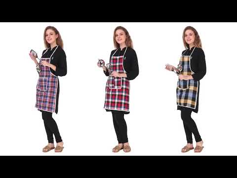 Multicolor Checked Cotton Apron (Pack of 4), For Kitchen, Size: Free Size