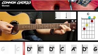 Download lagu Woman - John Lennon | EASY GUITAR LESSON | Scrolling Chords & Lyrics mp3