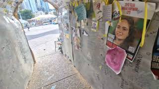 Tel Aviv, hostages held in a square with a reconstruction of a horror tunnel.