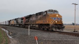 preview picture of video 'UP 5412 leads train QHKRV with unpatched SP 335 Gervais, Oregon 12.28.12'