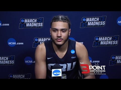 #15 Oral Roberts' coach Paul Mills and Kevin Obanor talks about the upset of #2 Ohio State