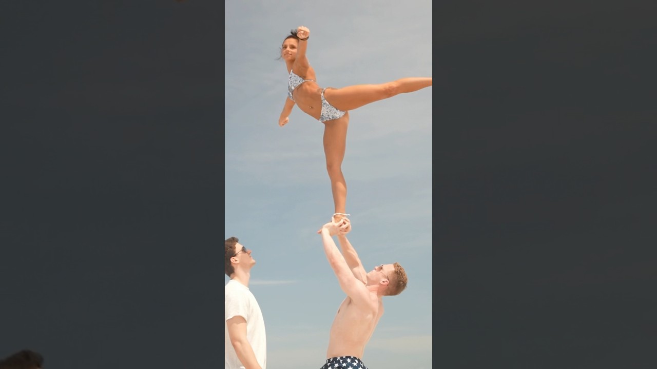 Beach stunting anyone? #stunt #cheer #cheerleading #beach #florida #cheerleader #stunting #coed #fun