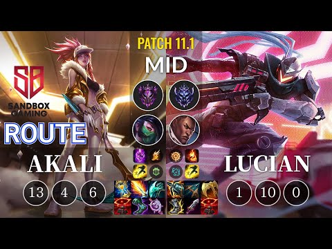 SB Route Akali vs Lucian Mid - KR Patch 11.1