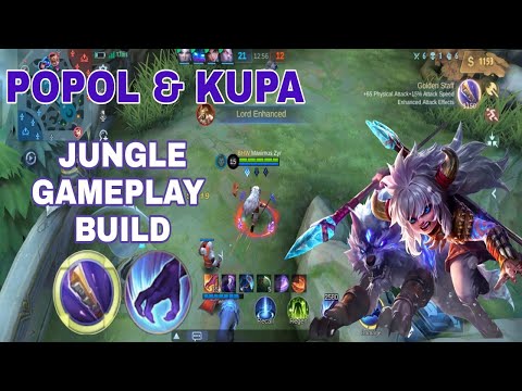 POPOL AND KUPA USING GOLDEN STAFF BUILD! JUNGLE? BEST BUILD AND EMBLEM 2022 | MLBB