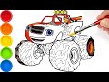 How To Draw BLAZE And The Monster Machines Drawing And Coloring For Kids Learn Colors Tim Tim TV