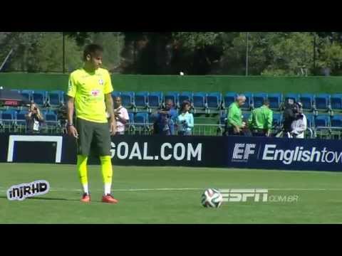 Neymar amazing penalty kick in Brazil Training Session • HD