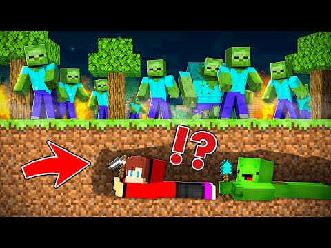 JJ and Mikey Built an Underground Kingdom vs Zombie Apocalypse - Maizen