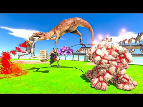 1v1v1v1 PRIMATES vs INFERNALS vs FANTASY vs CARNIVORE DINOSAURS ARBS Animal Revolt Battle Simulator