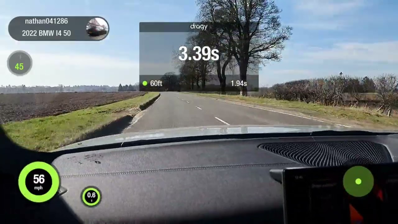 BMW i4 M50 2022 launch control on road 1/4 mile dragy 0-60