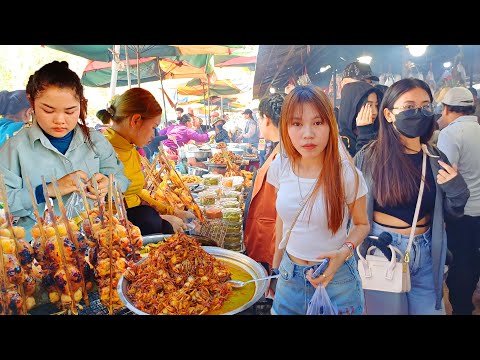 Cambodia Street Food @Oudong Market - Chicken, Fish, Frog, Dessert, & More - Countryside Best Food