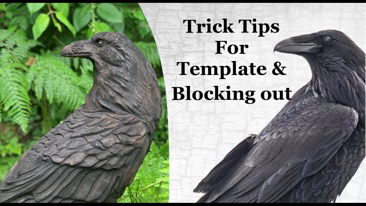 Carving Raven  How To Tips -  TEMPLATE & How to Profile BLOCK OUT