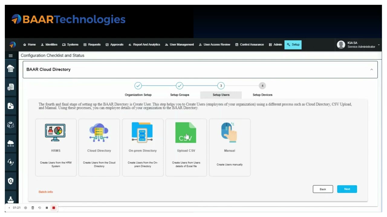 BAAR Cloud Directory - Setup Users