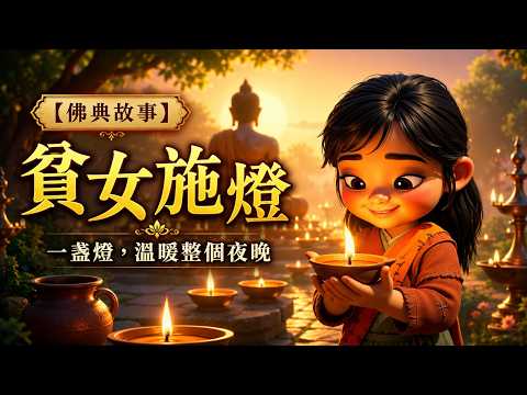 【佛典故事】貧女施燈｜一盞不滅的心燈Buddhist Story｜The Poor Woman&rsquo;s Lamp｜A Light That Never Goes Out