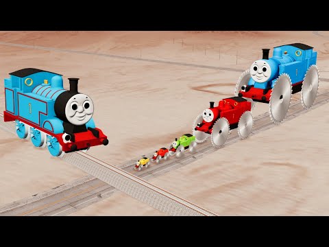 Big & Small Saw Wheel Thomas the Tank Vs Thomas the Tank Engine Rail Tracks - BeamNg.Drive