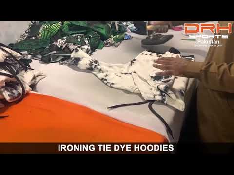Ironing Process of Tie and Dye Hoodies at DRH Sports