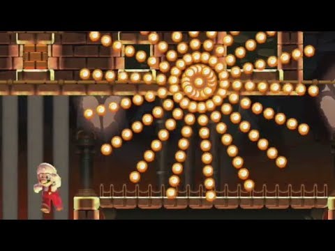 多種多様なファイアバーの骨の城 Firebar Castle by めつん - Super Mario Maker - No Commentary 1bl