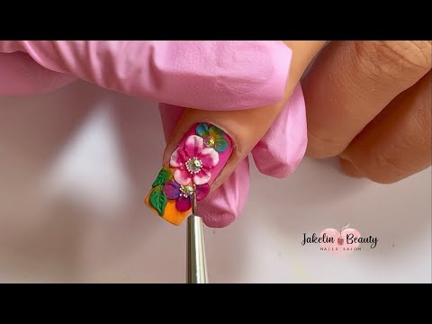 💖FLORES EN 3D CON ACRÍLICO DE COLORES PASO A PASO🌺🌸 #3D #acrilico3D #floresenacrilico