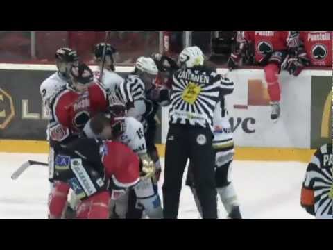 Tomáš Záborský vs Juho Keränen (SM-liiga, Ässät - Kärpät). 23.2.2012