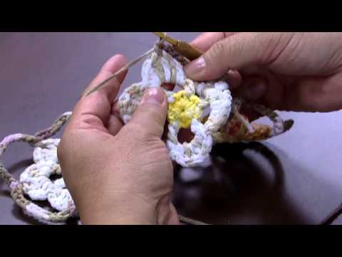 Mulher.com 30/04/2015 Cristina Luriko - Quadro de flores de crochê Parte 2/2
