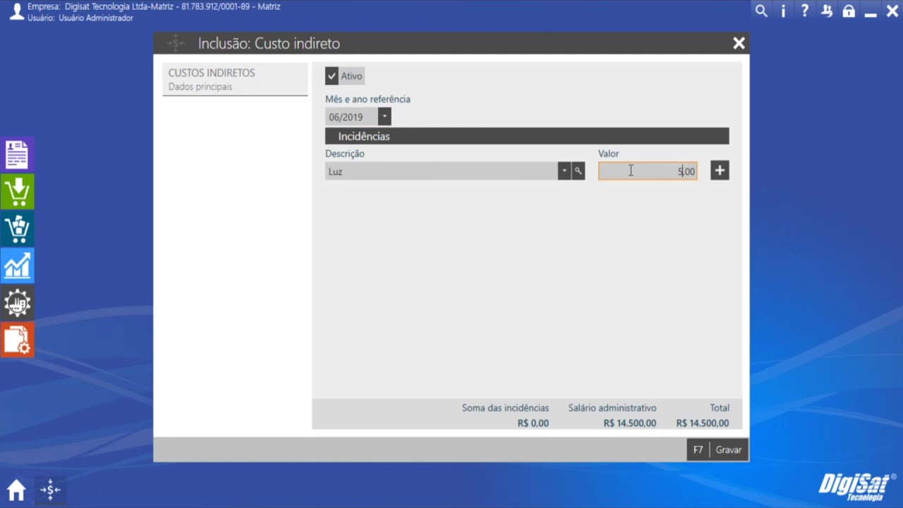 ADMI Custos indiretos