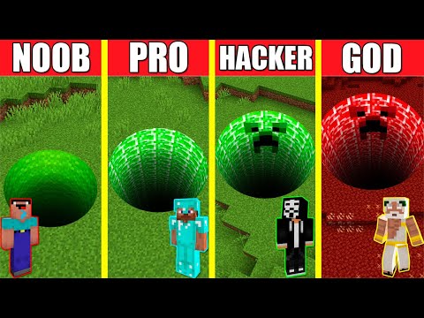 Minecraft Battle: CREEPER TUNNEL HOUSE BUILD CHALLENGE - NOOB vs PRO vs HACKER vs GOD / Animation