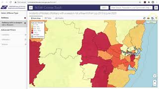 Crime mapping tool: Selecting and refining offence types