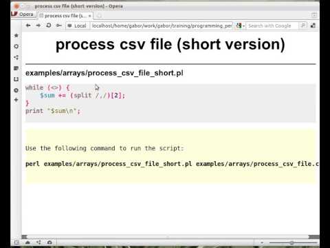 Beginner Perl Maven tutorial: 4.16 - Process CSV file (short version)