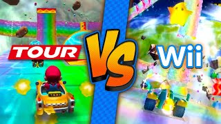 Wii Rainbow Road Graphics Comparison! (Tour VS Mario Kart Wii)
