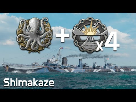 Shimakaze: Kraken + 4dev strike [World of Warships]