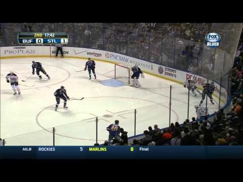 Maxim Lapierre wrist shot goal 1-0 Buffalo Sabres vs St. Louis Blues 4/1/14 NHL Hockey.