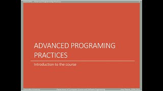SOEN6441 - Advanced Programming Practices - week 1 - introduction to the course