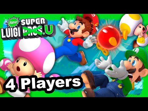 New Super Luigi U Deluxe – 4 players Co-Op Walkthrough (All Star Coins) Full Game