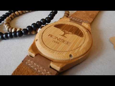 wonbee Herren Bambus Holz Uhren INFINITY Sign Design