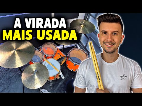 🔊 Como Fazer uma VIRADA de Bateria Fácil com 2 Notas por Tempo ⚡ (#SantoPraSempre - #AulaDeBateria)
