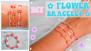 DIY seed bead flower bracelet *EASY*
