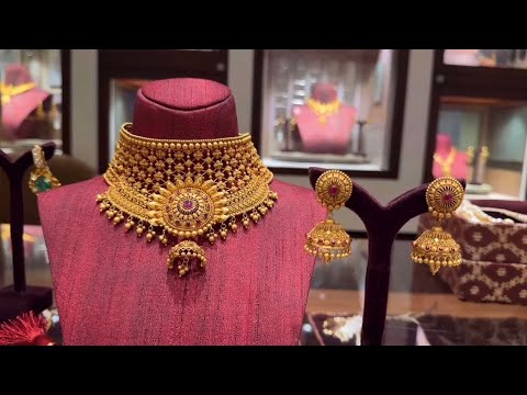Tanishq Complete Bridal Sets with Price/Choker Set/Mangtika/gold Bangle/Gold Necklace Sets/Deeya