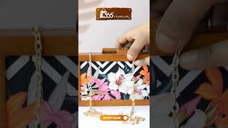 Wooden Printed Clutch Floral Zigzag Design for Women – Premium Handcrafted Wooden Purse Pakistan | 365stores.pk Exclusive