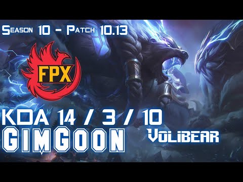FPX GimGoon VOLIBEAR vs WUKONG Top - Patch 10.13 KR Ranked
