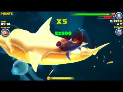 Hungry shark evolution TIGER SHARK kill MEGALODON !!!