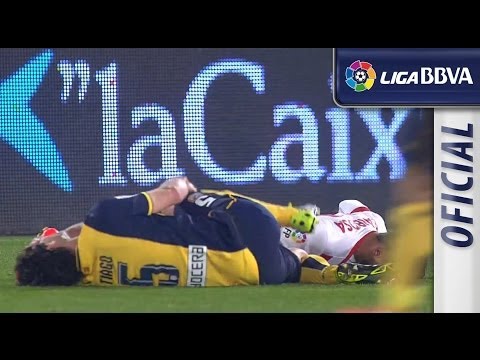 Lesión de Tiago tras la dura entrada de Barbosa