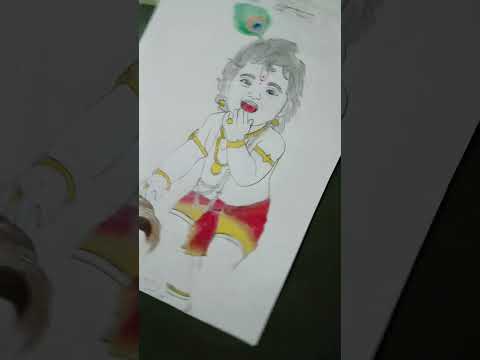 Drawing of Krishna#Happy krishna janmashtami to all#Tanvesh yadav arts05