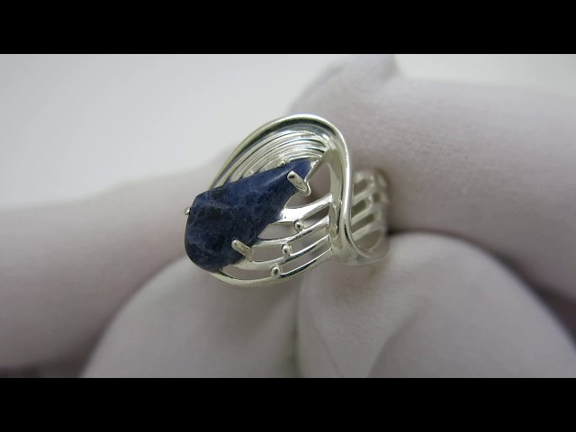 Срібна каблучка з содалітом кжх117 Відео огляд